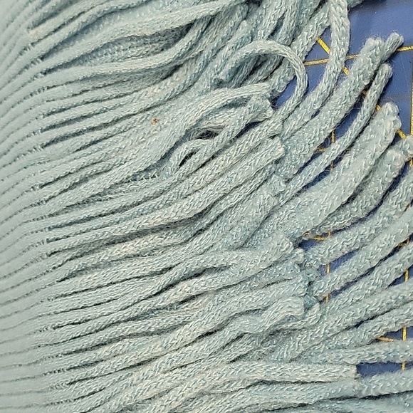 Florence & Fred Teal 'ish Blue Fringe Scarf 56" w-out Fringe - Picture 2 of 3